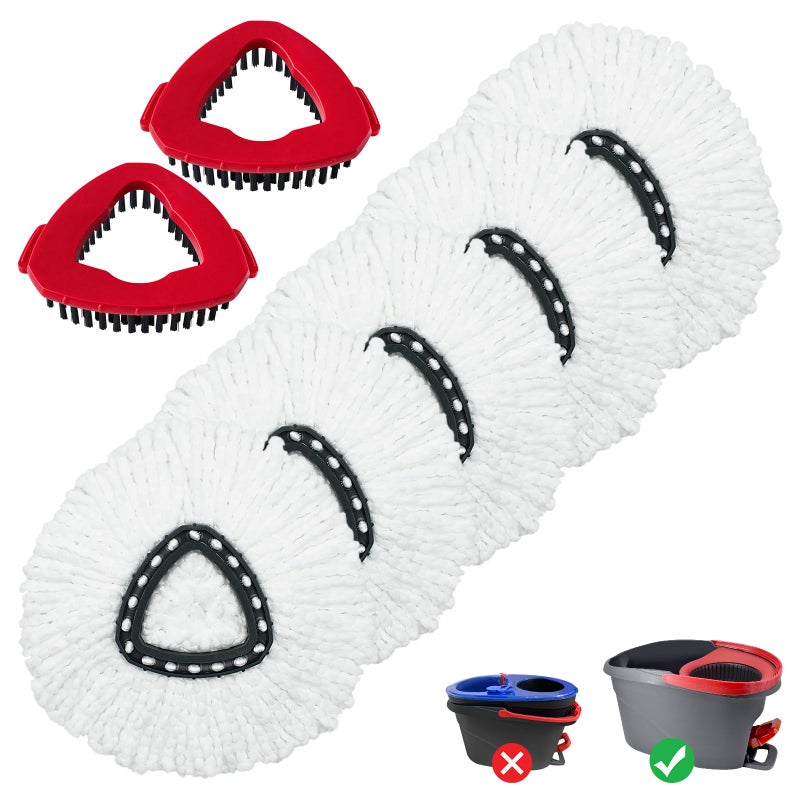 Mop Heads Replacement for Ocedar Mop Replace Head for Ocedar EasyWring 1 Tank Microfiber Spin Mop Refills Include 5 Spin Mop Replacement Head Deep Cleaning Machine Washable with 2 Scrubber Mop Head